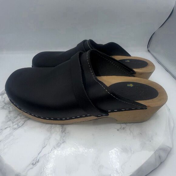 LOTTA’S From Stockholm Swedish Black Leather and Wooden Clogs-EUR 44/US Women’s main image 5